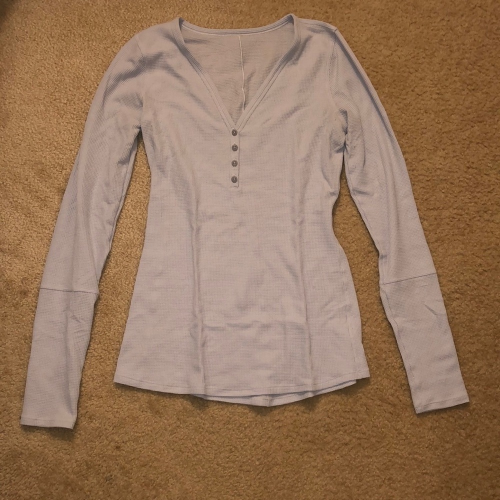 V-neck waffle knit Henley